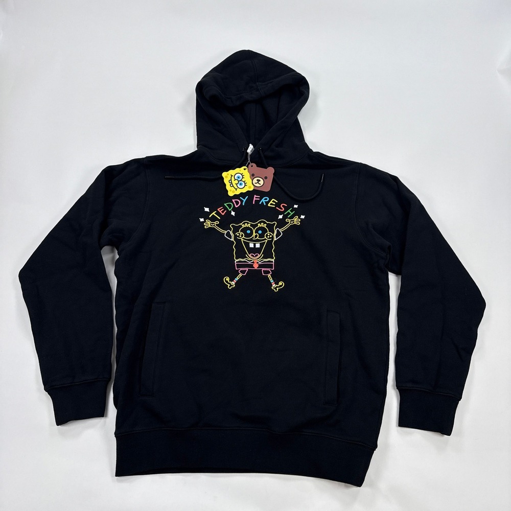 Teddy Fresh x SpongeBob Hoodie Mens Small Black 2020 Limited Edition NWT